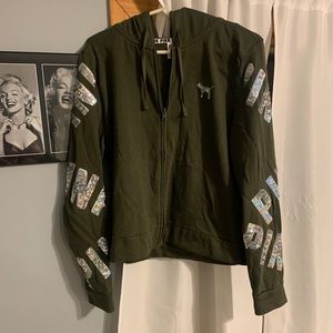Army Green PINK by Victoria’s Secret Zip up